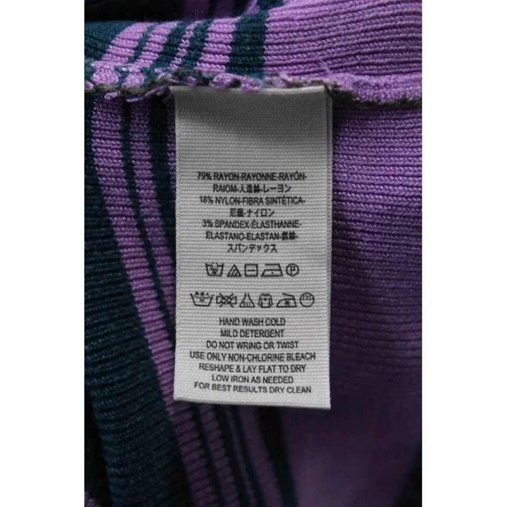 Free People Womens Long Sleeve Striped Mock Neck Sweater Purple Teal Size XS